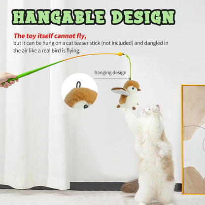 Cat Toys, Flapping Wings Cute Sparrow, No Flying, Chirping Bird Interactive Catnip Toy for Kitten or Small Dogs, Touch Activated, Rechargable