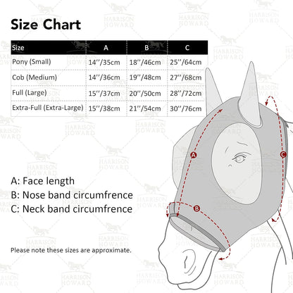 Harrison Howard Super Comfort Stretchy Fly Mask Large Eye Space with UV Protection Soft on Skin with Breathability Graffiti Mix (L; Full Size)