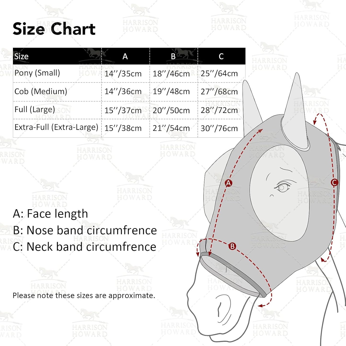 Harrison Howard Super Comfort Stretchy Fly Mask Large Eye Space with UV Protection Soft on Skin with Breathability Geo Feather S