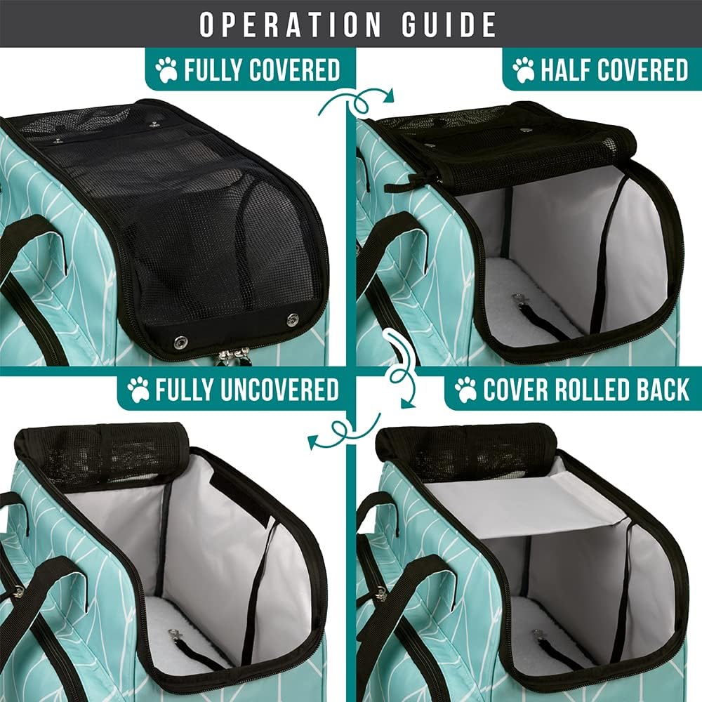 PetAmi Small Dog Purse Carrier, Soft-Sided Pet Carrier Bag with Pockets, Portable Puppy Cat Travel Handbag Tote, Airline Approved Breathable Mesh, Poop Bag Dispenser, Max 18 lbs, Chevron Teal