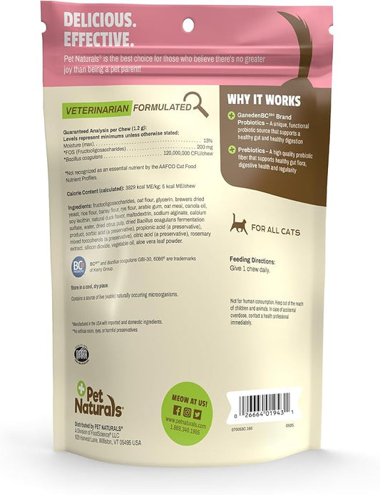 Pet Naturals Probiotic for Cats – 160 Soft Chews, Cat Prebiotic, Daily Digestive & Gut Health Support, 100M CFUs with Immune Support for Stool Balance & Sensitive Stomachs, Duck Flavor, for All Cats