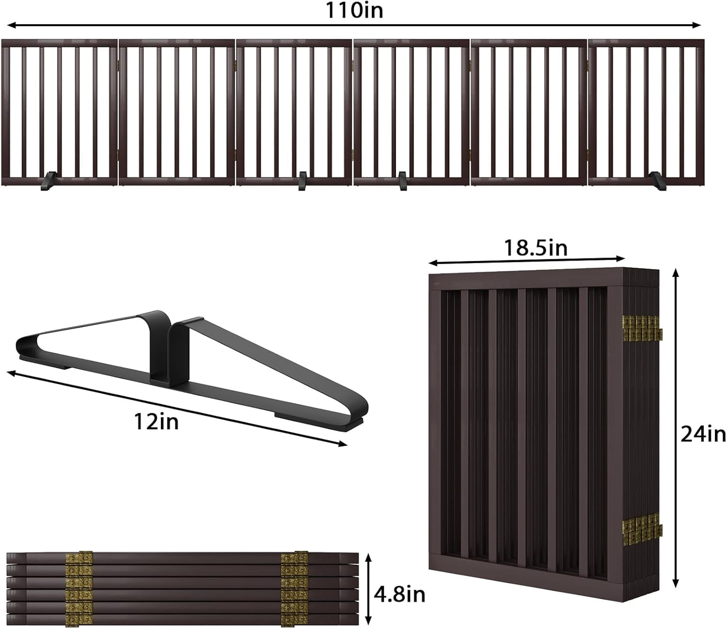 Freestanding Pet Gate 55-110" Extre Wide, Foldable Dog Gate for The Doorways House, Pet Gates for Dogs, Doogie Puppy Fence Gate