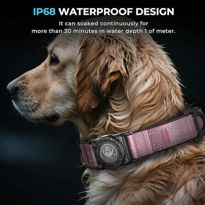 2026 Upgrade Airtag Dog Collar, Reflective Dog Collar with Airtag Holder, IP68 Waterproof| Metal Buckle| Ultra-Durable| Comfortable Padded, GPS Dog Collars for Medium Large Dogs (Pink,L)