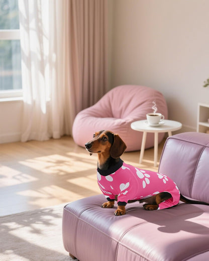 PET SHOW 4 Pack Dog Pajamas for Medium Large Dogs Girl Soft Stretchy PJs Paw Floral Jumpsuit Dog Doughnut Ice Cream Onesies Outfits with Sleeve Pets Breathable Summer Clothes Costume XXL