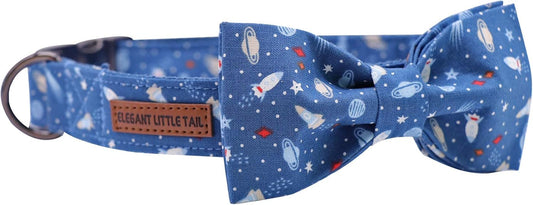 Elegant little tail Dog Collar with Bow, Cotton & Webbing, Bowtie Dog Collar, Adjustable Dog Collars for Small Medium Large Dogs and Cats