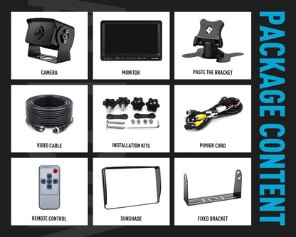 FOOKOO Ⅱ HD Backup Camera System Kit,7" 1080P Reversing Monitor+IP69 Waterproof Rear View Camera,Sharp CCD Chip, 100% Not Wash Up,Truck/Semi-Trailer/Box Truck/RV (FHD1-Wired)