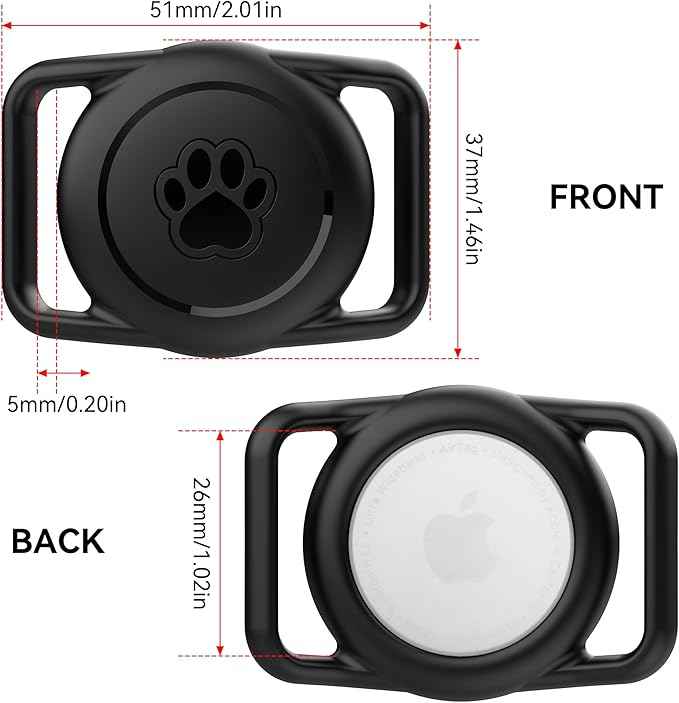 2 Pack for Airtag Dog Collar Holder,IPX8 Waterproof for air Tags-2 Pack,for Apple GPS Tracker Accessories丨Compatible with Apple AirTags丨Fits≤ 1.2" Width Collar for Dog cat Pets（Black+Blue）