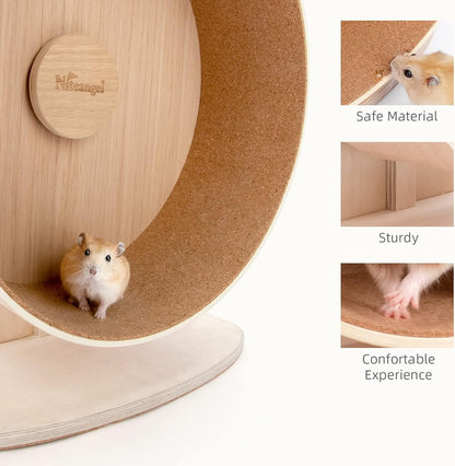 Niteangel Wooden Hamster Exercise Wheel: - Silent Hamster Running Wheel for Hamsters Gerbil Mice and Other Similar-Sized Small Pets (M)