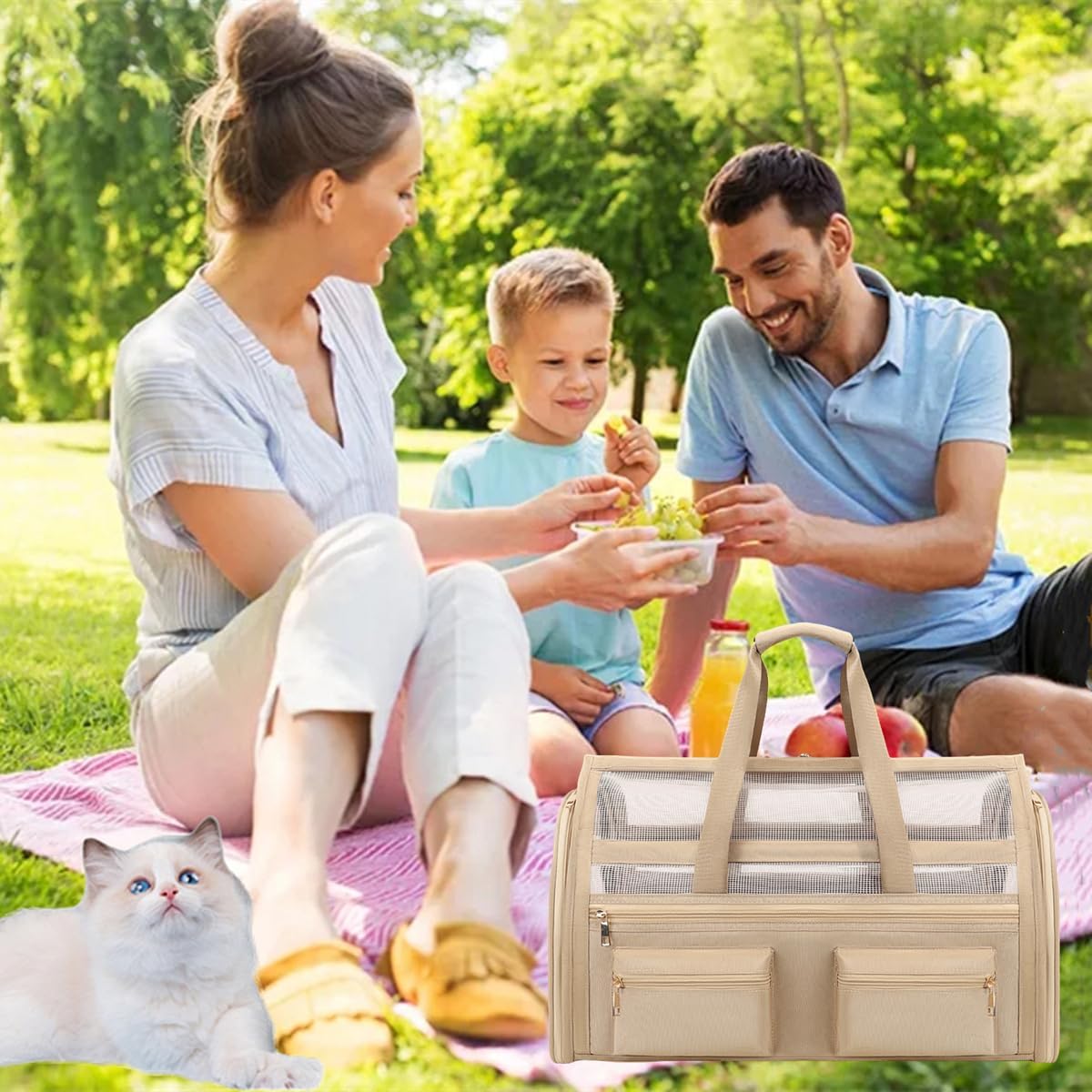 Cat Carrier Bag,Soft Sided Ventilated Pet Carrier for Small Dog Airline Approved Travel Puppy Carrier with Breathable Mesh, Foldable Portable for Outdoor Car