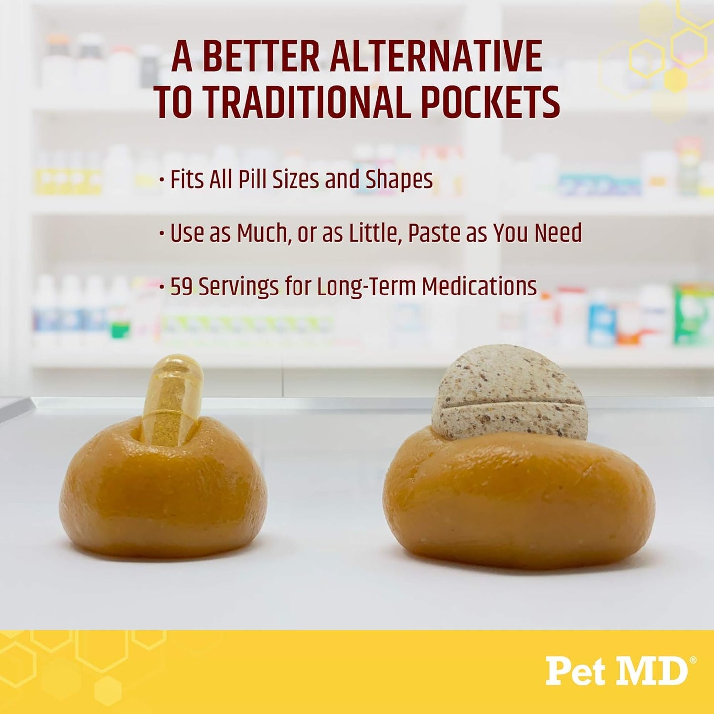 Pet MD Wrap A Pill Cheese & Bacon Flavor Pill Paste for Dogs - Make a Pocket or Pouch to Hide Pills & Medication 4.2 oz