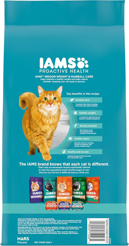 IAMS Proactive Health Indoor Weight Control & Hairball Care Adult Dry Cat Food, Chicken & Turkey Recipe, 3.5 lb. Bag