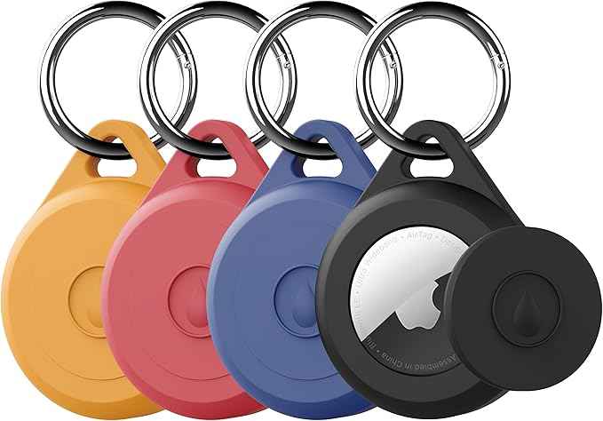 Air tag Keychain Holder Case for Apple Air tag, 4 Pack of IPX8 Waterproof, Fully Shockproof, Anti Scratch Air tag Holder Case for Key, Kid, Bag, Luggage, Pets Collar