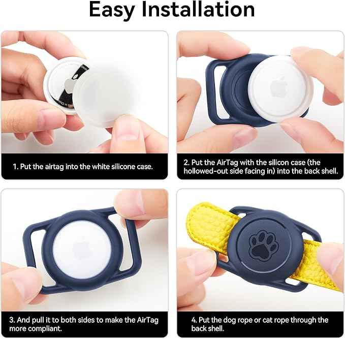2 Pack for Airtag Dog Collar Holder,IPX8 Waterproof for air Tags-2 Pack,for Apple GPS Tracker Accessories丨Compatible with Apple AirTags丨Fits≤ 1.2" Width Collar for Dog cat Pets（Blue）