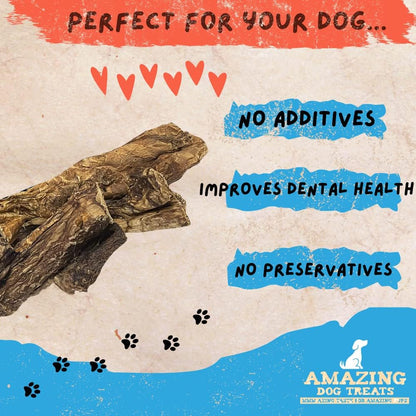 Amazing Dog Treats - Mega Thick Beef Lung Jerky Rewards | 100% Natural, High-Protein, Low-Fat, Grain-Free | (10 Pc/Pk)