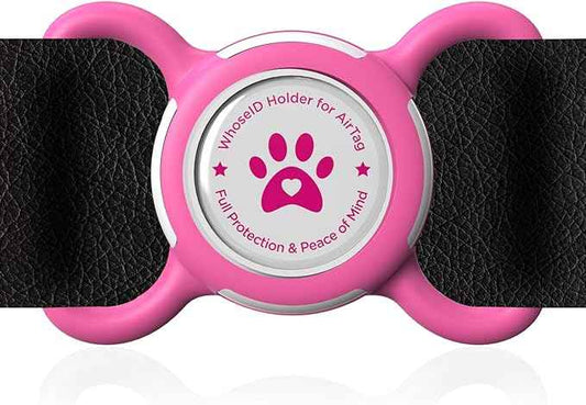 Airtag Dog Collar Holder, Durable & Lightweight Airtag Case, Slide-on Waterproof Protective Air Tag Holder for Dog Collar - for Dogs and Cats (Rose, Large)