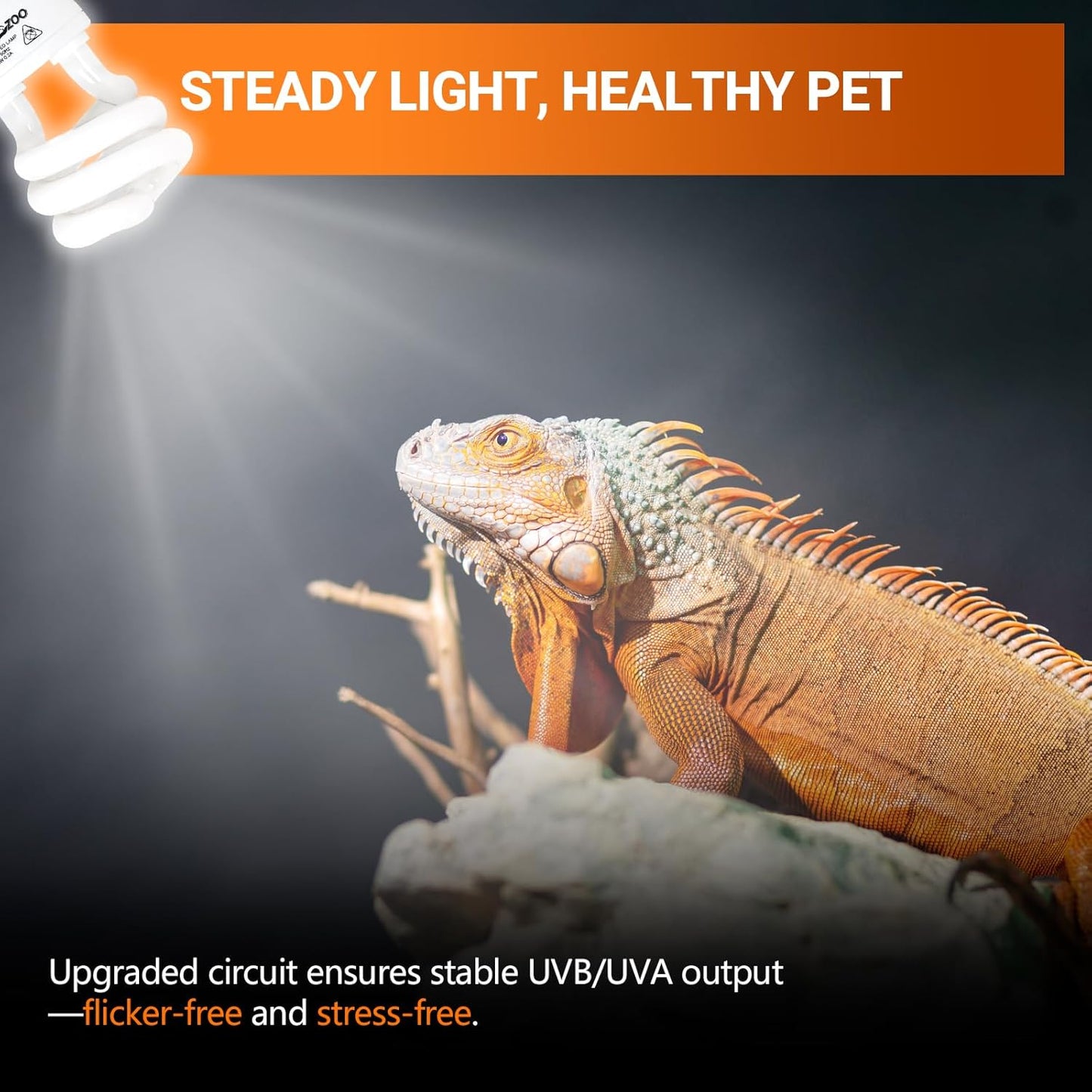REPTI ZOO UVB Light for Desert Reptile 2 Pack, 10.0 15W UVA UVB Reptile Light Bulb, UVB Lamp for Bearded Dragons Tortoises Lizards Snakes