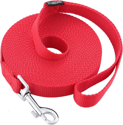 Dog/Puppy Obedience Recall Training Agility Lead - 15ft 20ft 30ft 40ft 50ft Training Leash - Great for Play, Camping, or Backyard - Red 15ft (15Feet, Red)