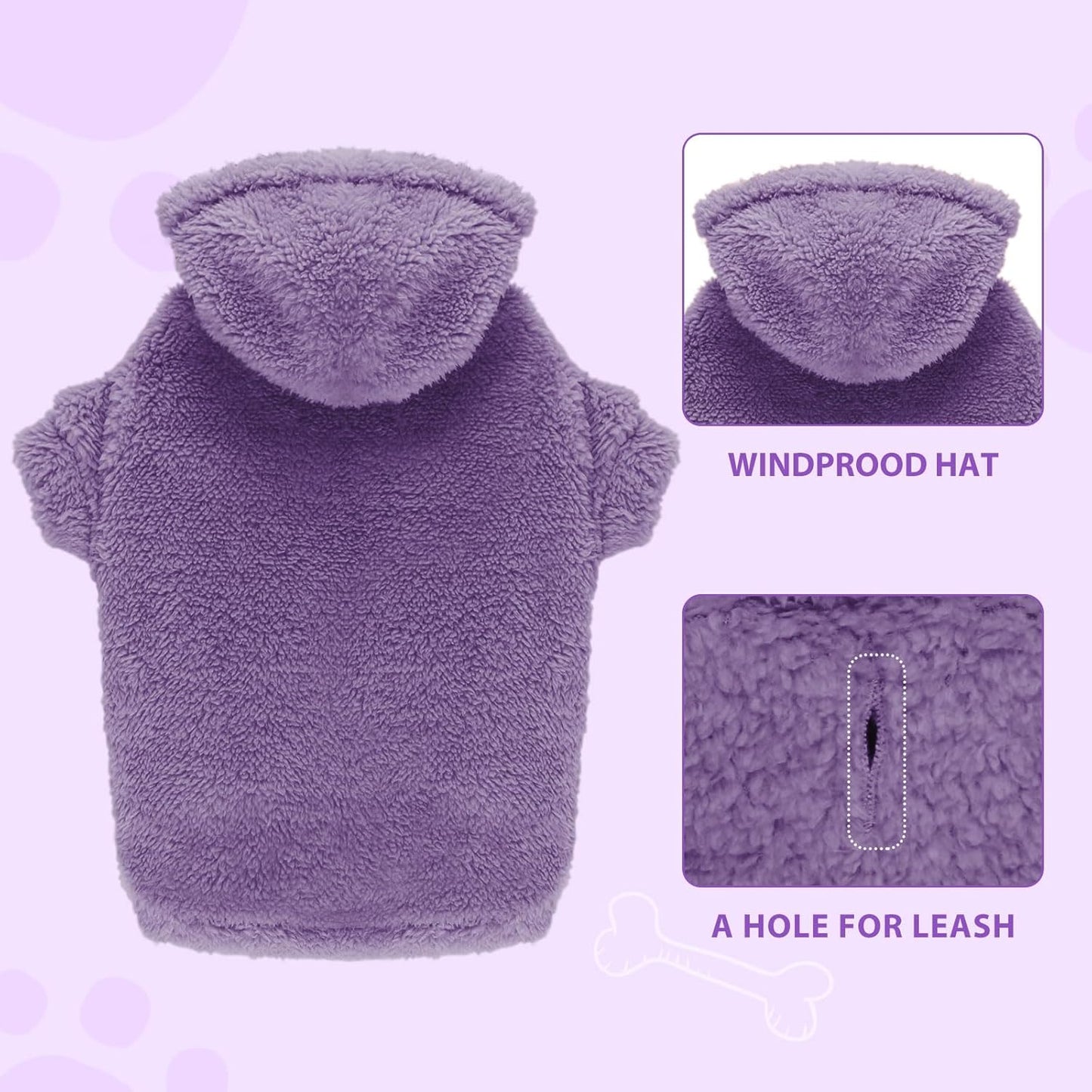 Stpiatue Dog Hoodie (Purple) - Warm Polyester Hooded Sweater for Extra Large Dogs, XX-Large, 36'' Chest