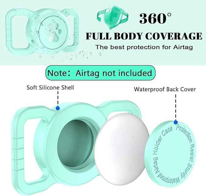 SANKALA Airtag Dog Collar Holder, [1 Pack] Waterproof Dog Airtag Holder, Silicone Full Body Covered Anti-Lost Protective Apple Air Tag Holder for Pet Collar - Fits All Width Collars, Light Green