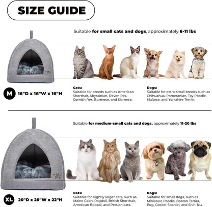 Best Pet Supplies Pet Tent-Soft Bed for Dog and Cat by - Gray, 16" x 16" x H:16"