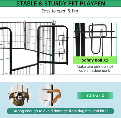 BestPet Dog Playpen Indoor 40 inch 16 Panels Metal Dog Pen Pet Dog Fence Outdoor Exercise Pen with Doors,Pet Puppy Playpen for RV Camping Yard, Black