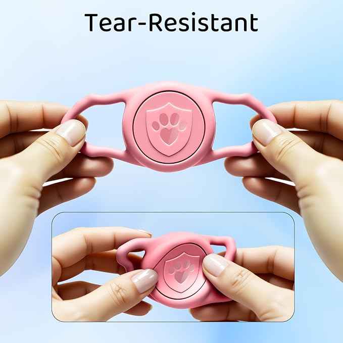 for Airtag Dog Collar Holder – (2 Pack) IP68 Waterproof Dog Air Tag Holder for Dog Collar, Anti-Lost & Durable Silicone Case, Compatible with Apple AirTags (Pink & Purple)