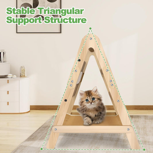 Cats Scratching Pads Cat Climbing Frame Multifunctional Kitten House Toys All-in-one Wooden Climbing Ladder Summer Kitty Litter Scratch-Resistant Corrugated Paper (with Wooden Cat Teaser)