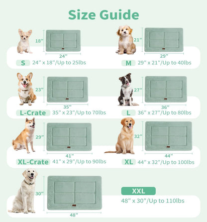 Made4Pets Dog Crate Pad Bed for Small Dogs, Washable & Reversible, Anti-Slip Kennel Mat for Cozy Sleeping, Soft Fluffy Dog Bed for Indoor & Outdoor Use, 24"x18", Green