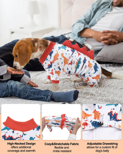 CuteBone Dinosaur Costume Dog Pajamas, Stretchy Spandex Crystal Velvet Sleepwear Coat for Small Dogs, Soft & Warm Pet Outfit Clothes for Cold Weather, Cozy Pullover Design COSP02S