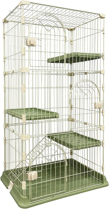 Cat Cage 3-Tier Indoor Cat Enclosure with Widen Bottom Buckle & Reinforced Locking Clamps DlY Cat Playpen for 2-3 Cats & Small Pets,30" Lx 20" W X 52.5" H (Green, Three-Tier52.5")