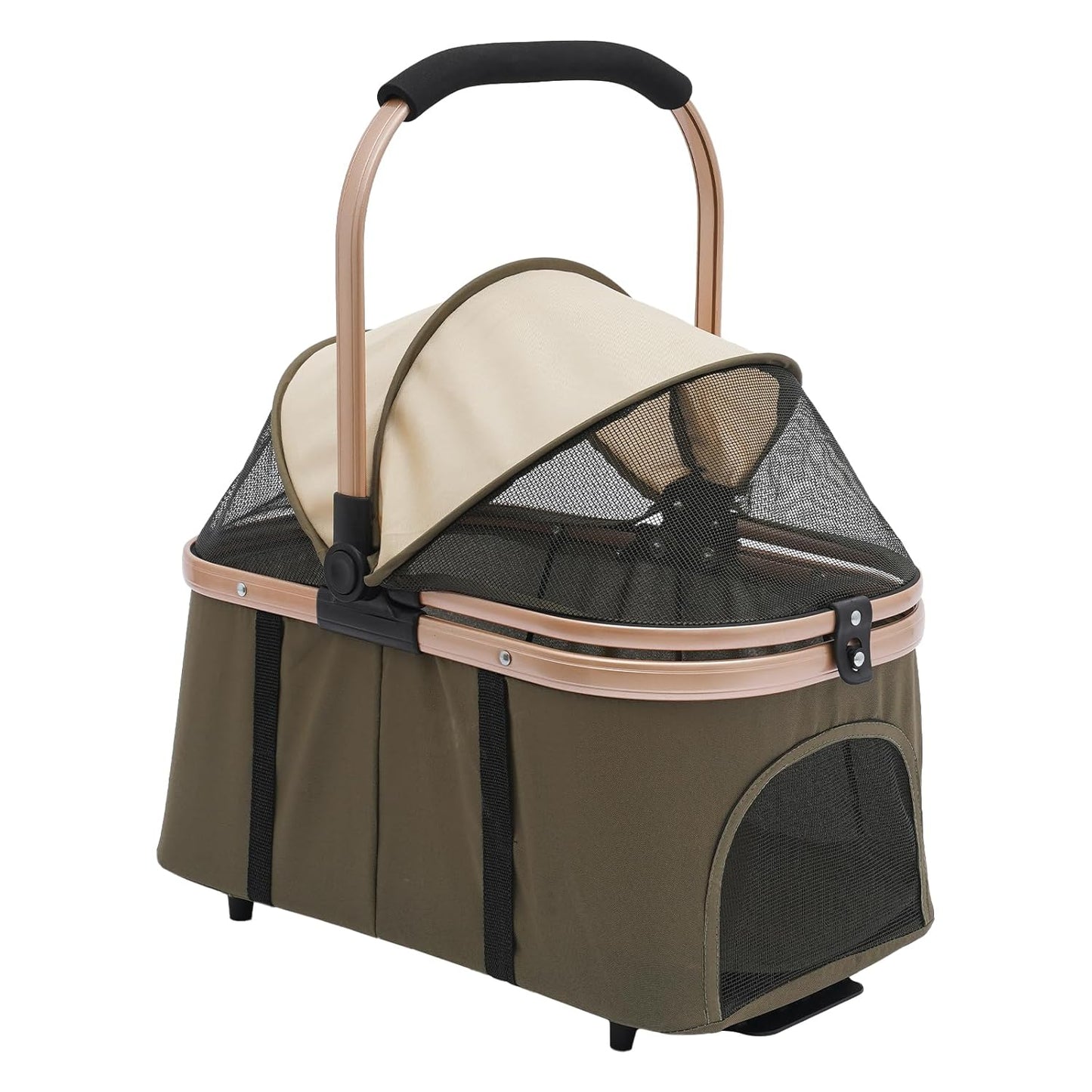 Double Pet Stroller with Detachable Carriers, Large Cat & Dog Stroller with 4 Wheels, Foldable Pet Strollers Small & Medium Dogs Cats 77lbs (Dark Green) - Pawvie