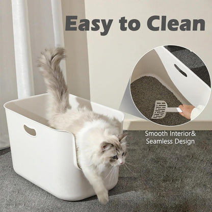 SpaceTime Extra Large Litter Box with High Sides,22.64"×14.76"×8.66" XL Multi Cat Litter Pan for Kitty,Cat Boxes for Indoor Cats,Jumbo Litter Boxes for Big Cats,Anti-Splashing,Easy to Clean