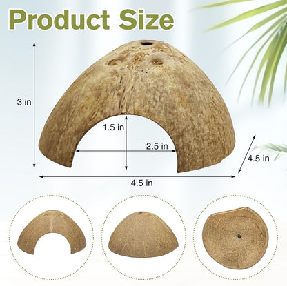 Hamiledyi 7 Pcs Reptile Hideouts Natural Coconut Shells Hut Leopard Gecko Tank Accessories for Aquarium Fish Hermit Crab Hide Cave Small Snake Tarantulas Lizard Chameleon (Without Fiber)
