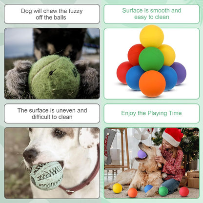 Shappy 24 Pieces Rubber Dog Tennis Balls for Dog Colorful Catching Pet Balls for Fetch Training 2.4 Inch Interactive Bounce and Floatable Toy for Park Beach