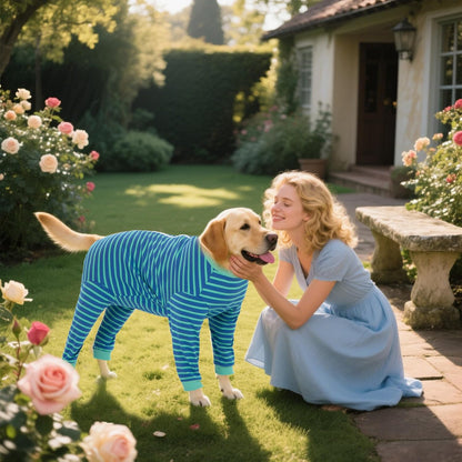 Yeapeeto Dog Onesie Surgery Recovery Suit for Large Medium Bodysuit Dogs Pajamas PJS Full Body for Shedding, Prevent Licking, Wound Protection, Cone Alternative… (Blue Green, 3XL)