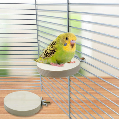 2 Pieces Bird Perch Platform Wooden Stand Toy for Small Bird Parrot Parakeet Cockatiel Budgie Lovebirds Conures Finches Rat Cage Accessories