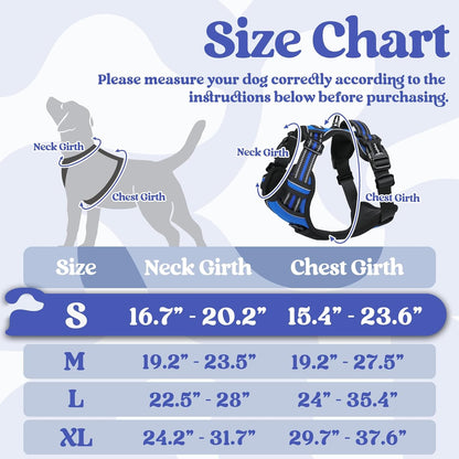 rabbitgoo Dog Harness Small Sized, No Pull Pet Harness with 3 Buckles, Adjustable Soft Padded Vest with Control Handle, Walking Reflective Pet Vest for Small Dogs, Blue, S