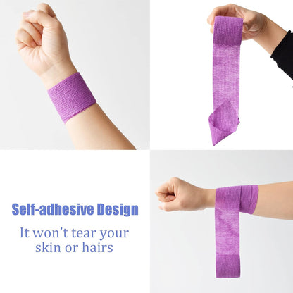 9 Pack 2" x 5 Yards Self Adhesive Bandage Wrap Self Stick Wrap for Ankle, Wrist, Finger, Sports, Breathable Cohesive Vet Tape for Pets (Purple)