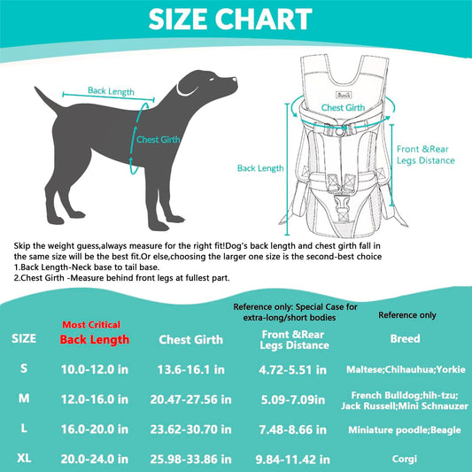 Lukovee Dog Backpack Carrier, Legs Out Easy-fit Dog Front Carrier for Small Medium Dogs, Adjustable Hands Free Dog Chest Carrier for Hiking Cycling (B,Medium)