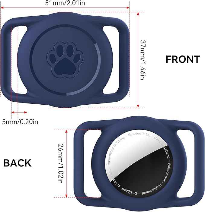 2 Pack for Airtag Dog Collar Holder,IPX8 Waterproof for air Tags-2 Pack,for Apple GPS Tracker Accessories丨Compatible with Apple AirTags丨Fits≤ 1.2" Width Collar for Dog cat Pets（Blue）