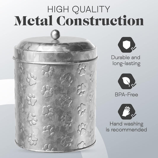 Amici Home Puppy Paws Galvanized Metal Food Canister (7CDI071)
