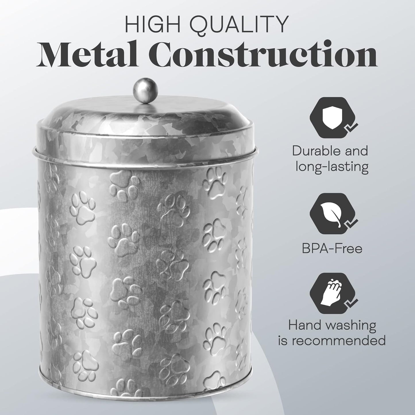 Amici Home Puppy Paws Galvanized Metal Food Canister (7CDI071)