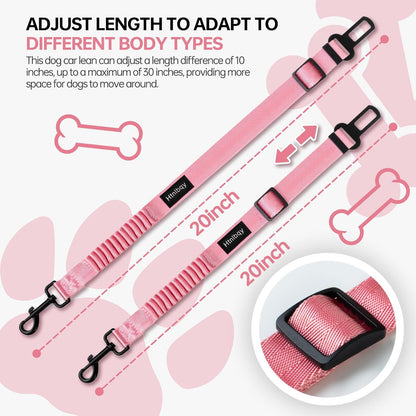 Thickened Dog Seat Belt for Car, 3 Pack Set Retractable Dog Car Adjustable Seatbelts for Vehicle Nylon Pet Safety Heavy Duty & Elastic & Durable Car Harness for Dogs, Light Pink