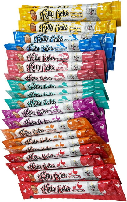 Kitty Licks Chicken and Tuna Varieties (28 Tubes) Chicken and Tuna Varieties 4 Tubes X 7 Flavors (28 Tubes)