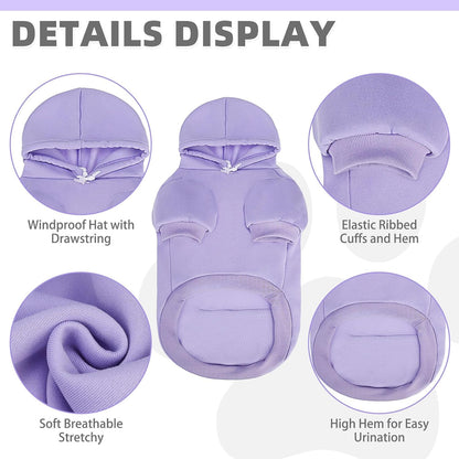 KOOLTAIL Basic Dog Hoodie - Soft & Warm Dog Hoodie Sweater with Leash Hole and Pocket, Pet Winter Coat, Cold Weather Clothes Sweatshirt for Small Medium Large Dogs Puppy Cat Boys Girls Lavender XS