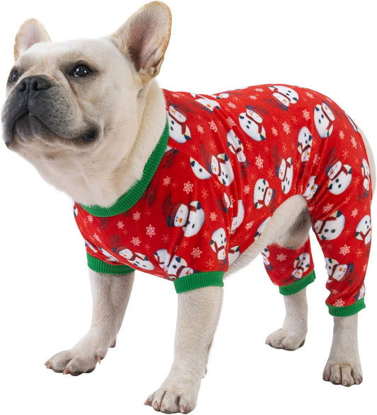 CuteBone Dog Christmas Pajamas Puppy Onesies Small Dogs Soft Pjs Coat Cat Apparel Comfy Pet Clothes Outfit Doggie Bodysuit P136L