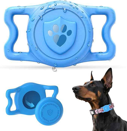 for Airtag Dog Collar Holder – IP68 Waterproof Air Tagholder for Dog Collar, Anti-Lost & Durable Silicone Case, Compatible with Apple Air Tags (Blue)