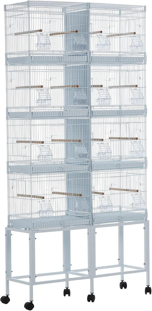 Lot-4 Breeding Bird Cage, Parrot Cage, Stackable Center Divided Breeder,Seperate Removable Tray, Removable Divider, Lockable Caster, for Birds and Finch