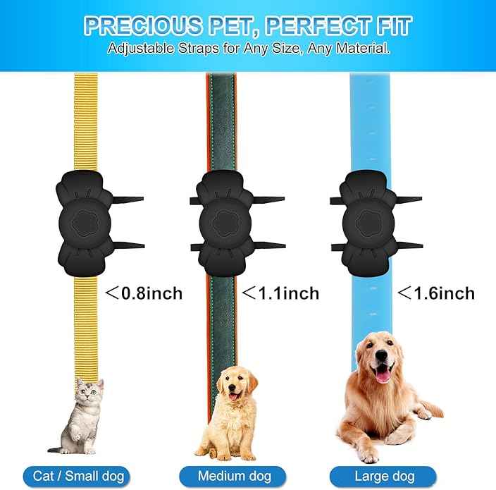 Airtag Dog Collar Holder - Silicone IPX8 Waterproof Airtag Cat Collar - Secure and Stylish, Adjustable Strap Fits All Widths