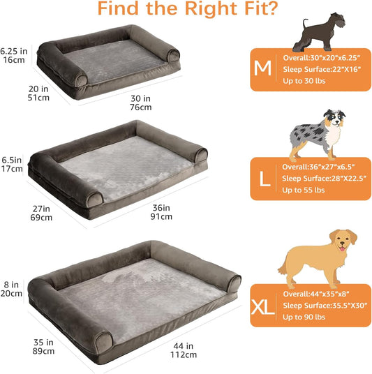 Amazon Basics Dog Bed with Cooling Gel Memory Foam, Pressure-Relief Support for Dogs up to 90lbs, Non-Slip Bottom, Machine Washable Cover, Extra Large Sized (44" x 35"), Brown